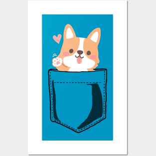 Pocket Corgi Waving Posters and Art